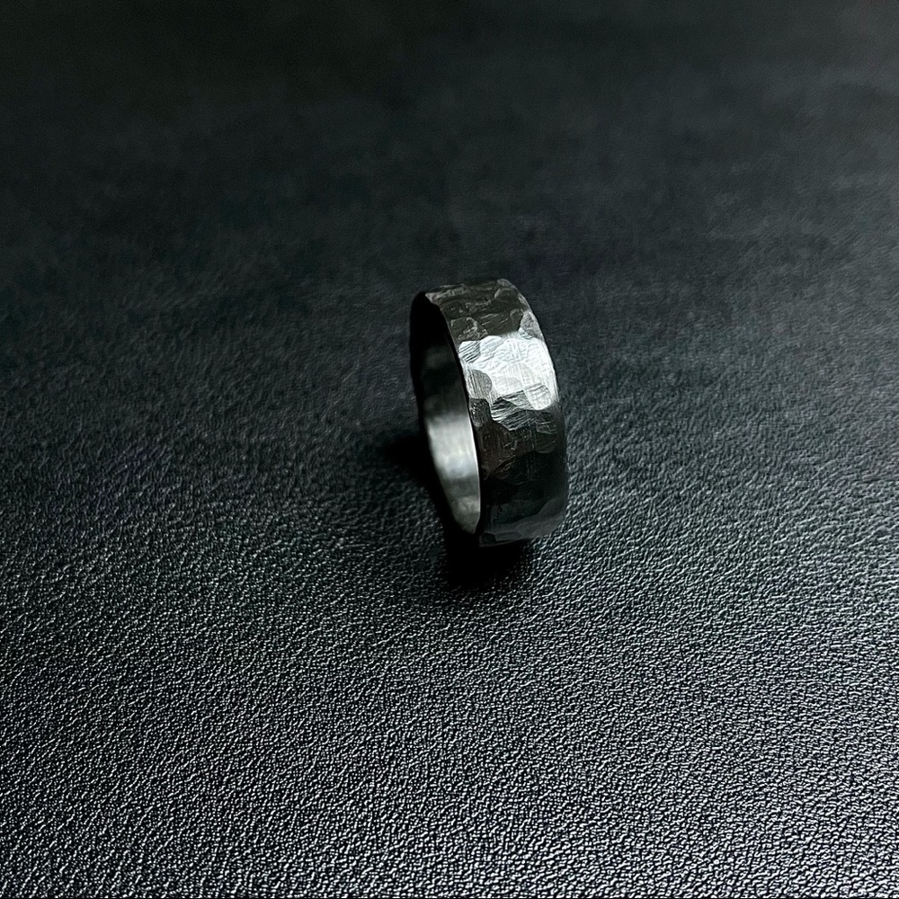 Black Zirconium Ring Hammered Black Zirconium